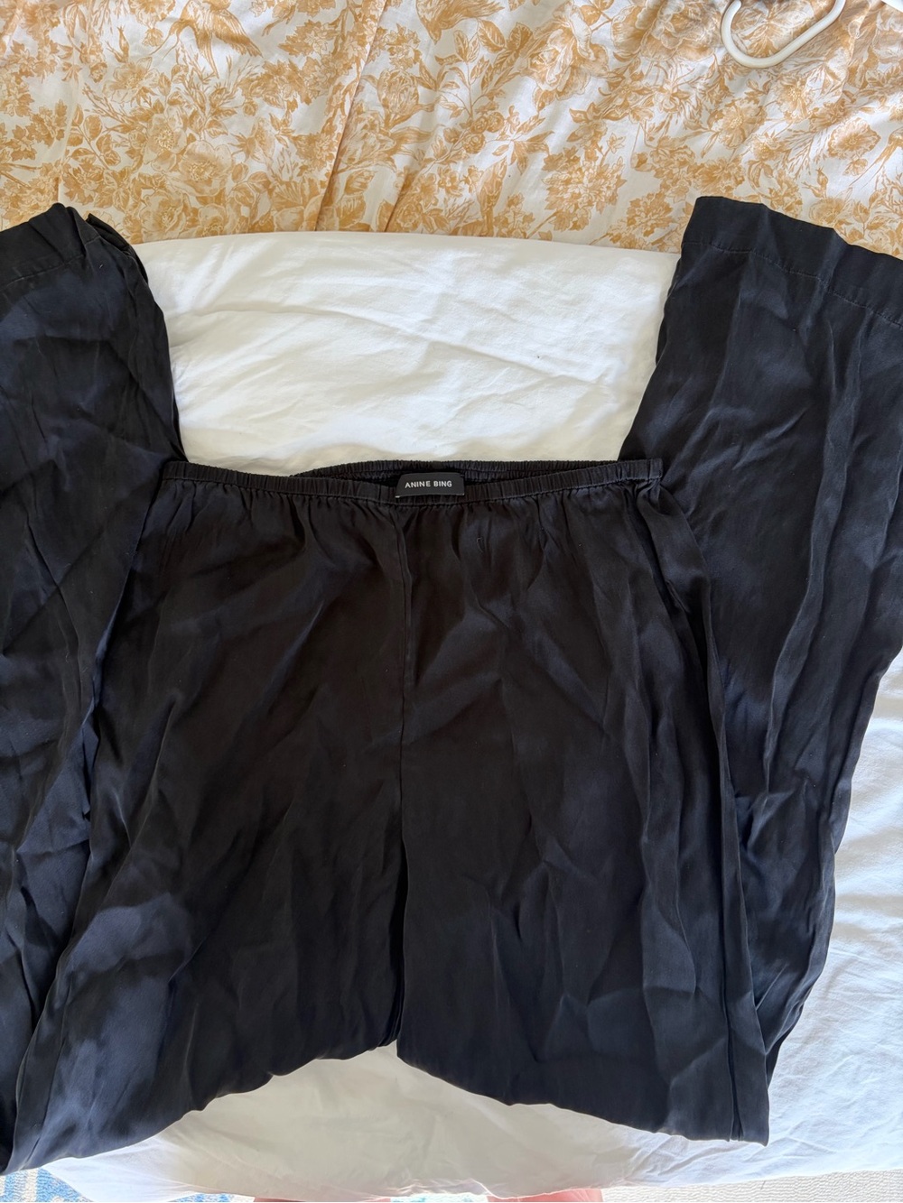 Anine Bing Black Relaxed Wide-Leg Trousers
